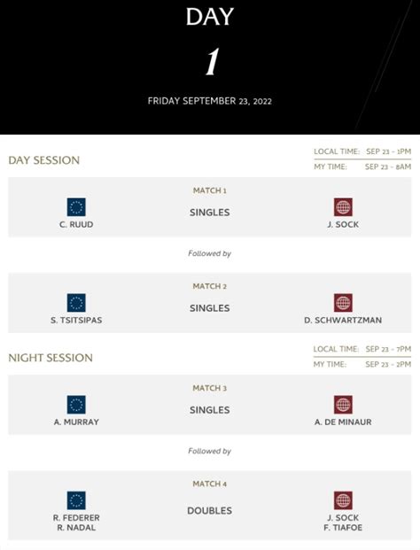 scommettere laver cup|Tournament Schedule .